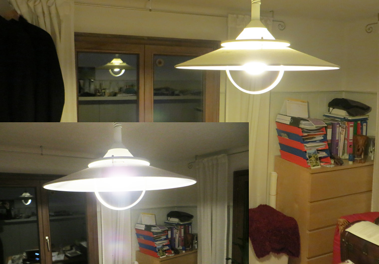 Lichtvergleich (oben rechts Standard, links unten LED)